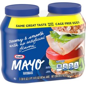 Kraft Real Mayo Creamy & Smooth Mayonnaise 30 fl. oz. jars, 2 pk.