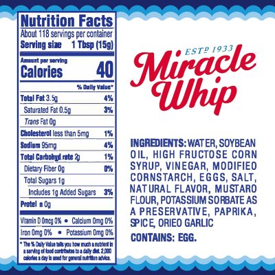 Miracle Whip Original Restaurant Quality Dressing, 4 ct Casepack