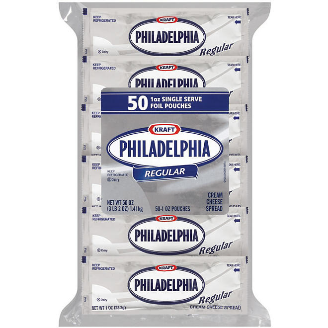 Kraft Philadelphia Regular Cream Cheese Spread - 1 oz. - 50 ct.