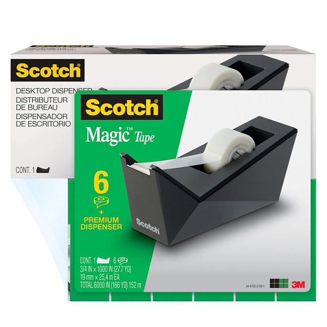 Scotch - Magic Tape Six-Roll Value Pack with C60 Desktop Dispenser, 3/4" x 1000" -  6/Pack