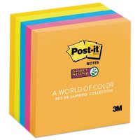 Post-it Notes Super Sticky - Pads in Rio de Janeiro Colors, 3 x 3, 90/Pad -  5 Pads/Pack