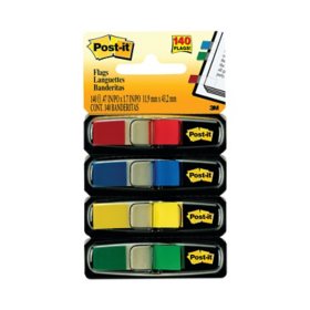Post-it Flags - Small Page Flags in Dispensers, Four Colors, 35/Color -  4 Dispensers/Pack