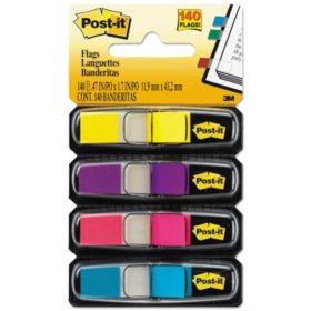 3M Post-it - Small Flags in Dispensers, Four Colors, 35/Color - 4 Dispensers/Pack