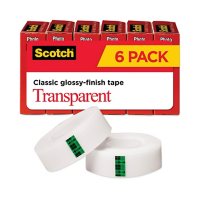 Scotch - Transparent Tape, 3/4" x 1000", 1" Core, Clear -  6/Pack