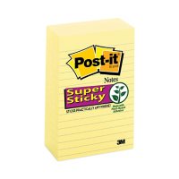 Post-it Notes Super Sticky - Canary Yellow Note Pads, 4 x 6, Lined, 90/Pad -  5 Pads/Pack