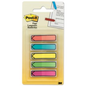 Post-it - Arrow 1/2" Flags, 5 Assorted Bright Colors, 20/Color - 100 ct.