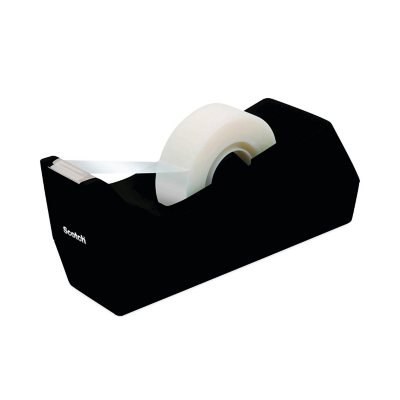 Scotch Desktop Tape Dispenser, 3-Pack, Weighted, Non-Skid Base, Black, Made of 100% Recycled Plastic (C-38-3PK-SIOC)