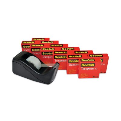 Scotch - Transparent Tape Dispenser Value Pack, 1 Core, Black - 12/Pack