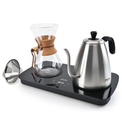 elabo Pour Over Coffee Maker with Paperless Stainless Steel Filter 500ML/1.7OZ Durable Glass Carafe 
