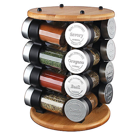 Olde Thompson Bamboo Spice Rack with 16 Spices