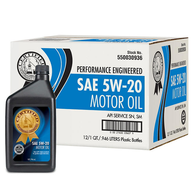 Certified 5W-20 Motor Oil - 1 qt. bottles - 12 pk.