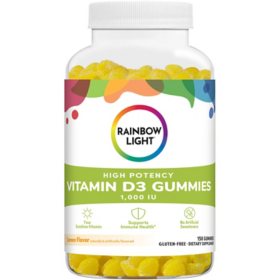 Rainbow Light High Potency Vit D3 1000 IU Gummy Dietary Supplement, Lemon (150 ct.)