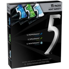 Wrigley's 5 Mint Sugar-Free Chewing Gum Bulk Variety Pack (15 pc., 15 pk.)