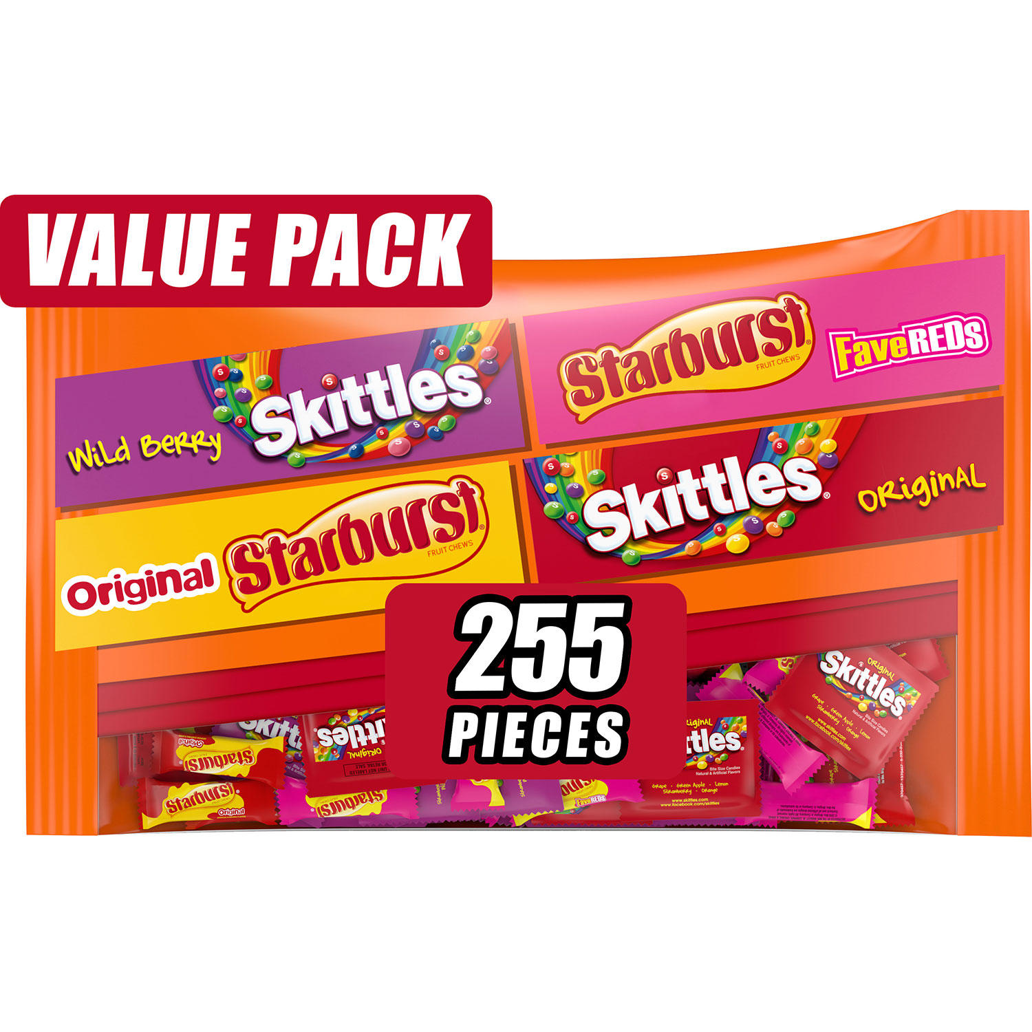 Starburst and Skittles Chewy Candy Assorted Bulk Variety Pack (255 ct, 5.5 lbs.)
