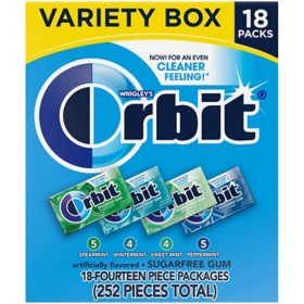 Orbit Mint Sugar Free Chewing Gum, Variety Pack, 14 pcs., 18 pk.