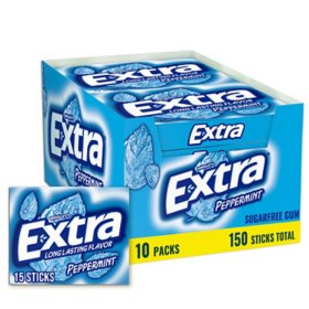 Extra Peppermint Sugar Free Chewing Gum Bulk Pack 15 ct., 10 pk.