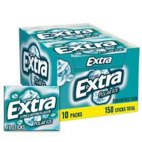 Extra Polar Ice Sugar Free Chewing Gum Bulk Pack 15 ct., 10 pk.