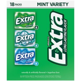 Extra Mint Variety Pack, Sugar Free Chewing Gum, 15 pc., 18 pk.