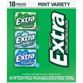 Extra Mint Variety Pack, Sugar Free Chewing Gum, 15 pc., 18 pk.