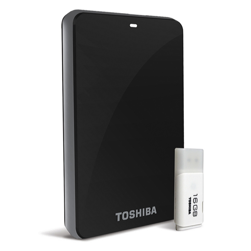 Toshiba Canvio 3 0 Plus 1 0TB Black Portable Hard Drive w 16GB USB Flash Drive