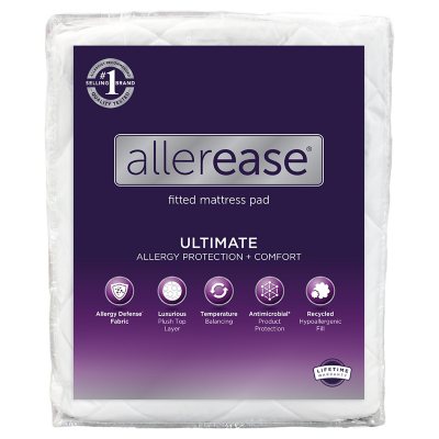 Allerease Twin Maximum Allergy Zippered Mattress Protector, White