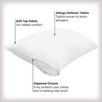 Allerease Ultimate Cotton Zippered Pillow Protector, King, 4 Pack