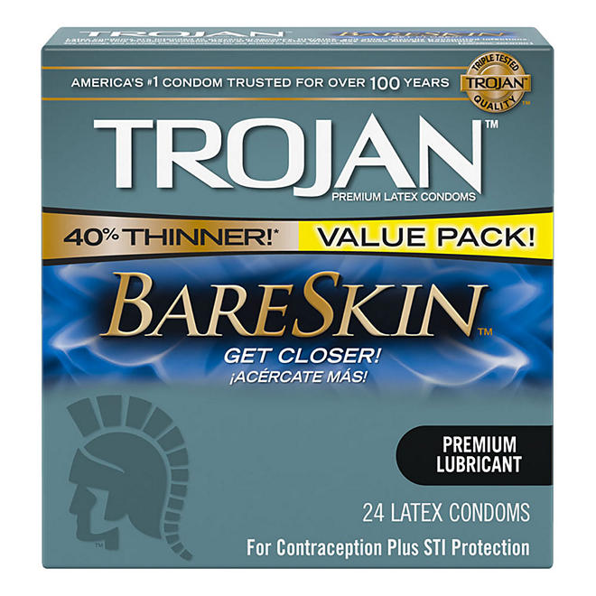 Trojan Condom Sensitivity BareSkin Lubricated 24 ct.