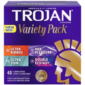 Trojan Variety Pack Premium Latex Condoms, 40 ct.
