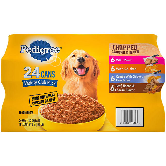 Pedigree Chopped Ground Dinner Wet Dog Food, Variety Pack 13.2 oz., 24 ct.