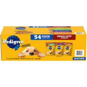 Pedigree Choice Cuts in Gravy Wet Dog Food, Variety Pack 3.5 oz., 54 ct.