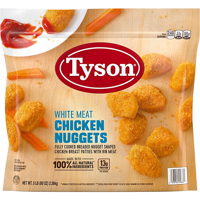 Tyson White Meat Chicken Nuggets, Frozen 5 lb.