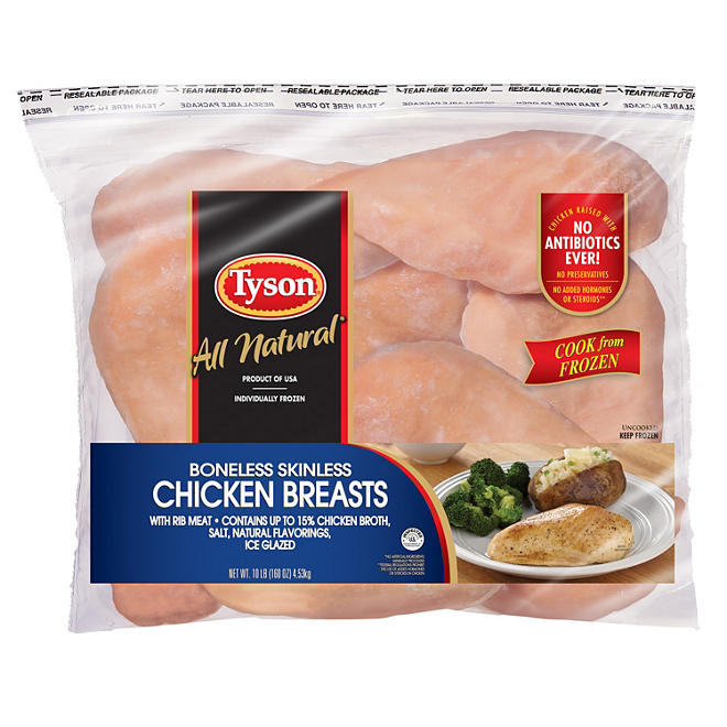Tyson Boneless Skinless Chicken Breast (10 lbs.)