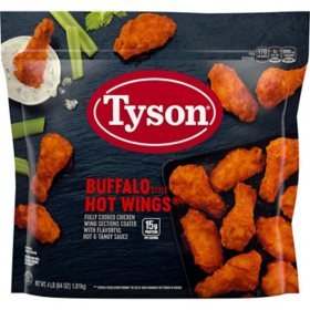 Tyson Fully Cooked Bone-In Buffalo Style Hot Chicken Wings, Frozen (64 oz.)