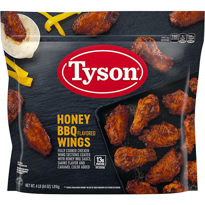Tyson Honey BBQ Bone-In Chicken Wings, Frozen 64 oz.