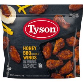 Tyson Fully Cooked Honey BBQ Bone-In Chicken Wings, Frozen (64 oz.)