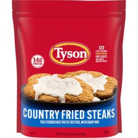 Tyson Country Fried Steaks with Gravy Mix, Frozen, 4 oz., 10 pk.