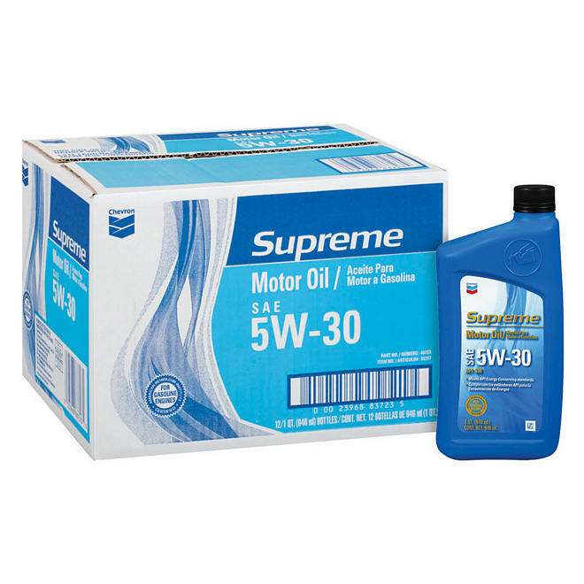 Chevron Supreme 5W30 Motor Oil - 1 Quart Bottles - 12 pack