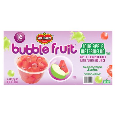 Del Monte Bubble Fruit Cups, Sour Apple Watermelon (16 pk.) Sam's Club