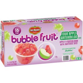 Del Monte Bubble Fruit Sour Apple Watermelon Fruit Cup Snacks (3.5 oz. each, 16 pk.)