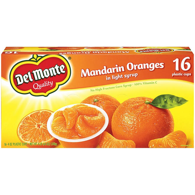 Del Monte Mandarin Oranges - 4 oz. cups - 16 ct.