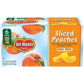 Del Monte Sliced Peaches in 100% Juice, 15 oz., 6 pk.