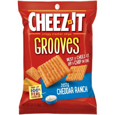 Cheez-It Grooves Zesty Cheddar Ranch Crispy Cracker Chips (3.25 oz., 6 ...