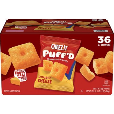 CheezIt Puff'd Crackers Double Cheese (0.7 oz., 36 pk.) Sam's Club