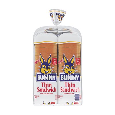 Bunny Thin Sandwich White Enriched Bread 24 Oz 2 Pk Sams Club 7190