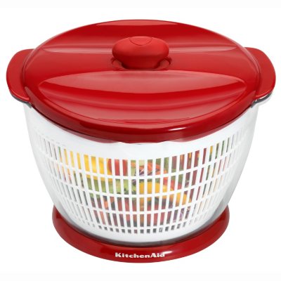 KITCHENAID Salad Spinner Fruit Mixer Red Serving Storage Bowl 3 Dividers Lid