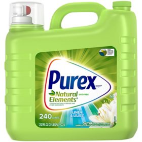 Purex Natural Elements Dye-Free Laundry Detergent, Linen & Lilies (312 fl. oz., 240 loads)