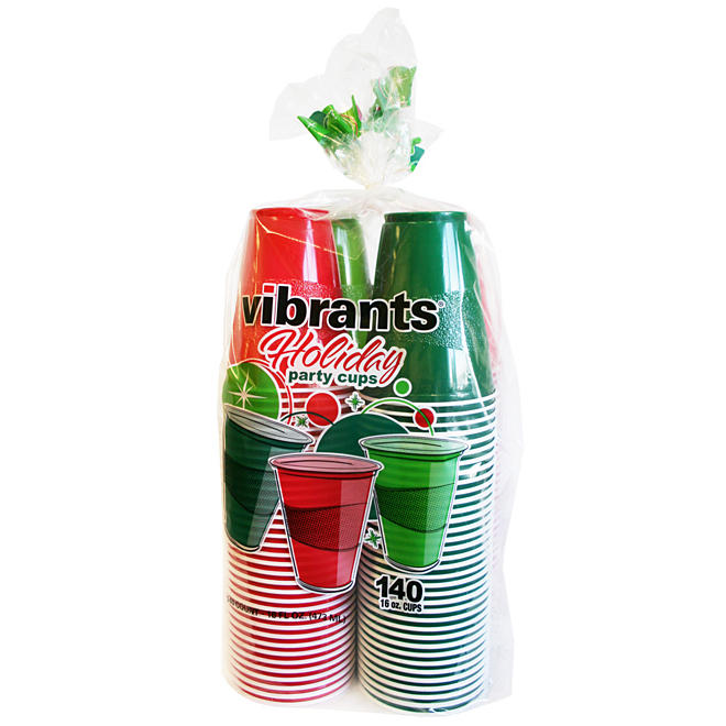 Vibrants Holiday Cold Plastic Cups, 16 oz. (140 ct.)
