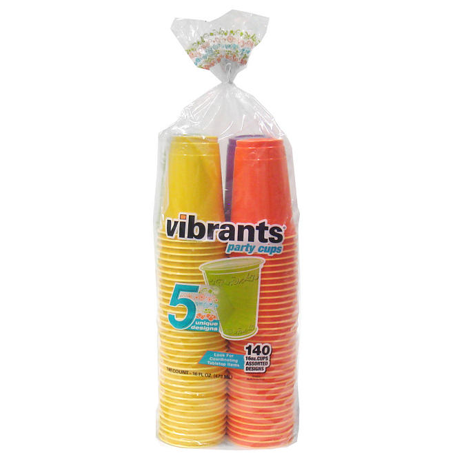 Vibrants Dual Color 16 oz. Plastic Cups (140 ct.)