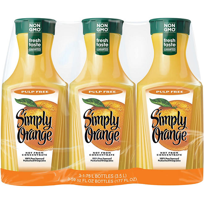Simply Orange Original Pulp-Free Orange Juice (1.75 L, 3 ct.)