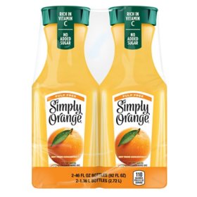 Simply Pulp-Free Orange Juice, 46 fl. oz., 2 pk.